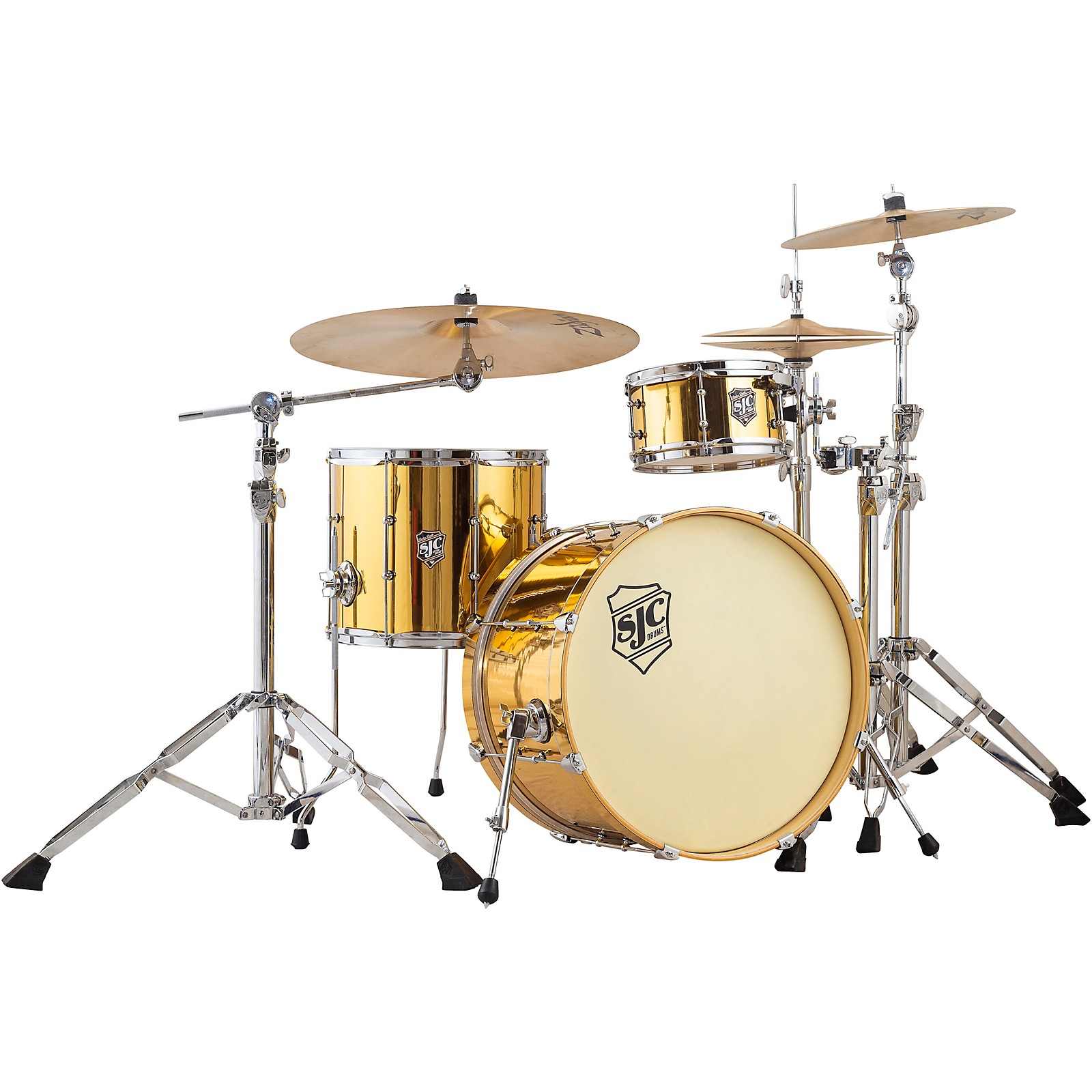 Sjc Drums Busker Deville 3 Piece Shell Pack Mirror Brass Wrap