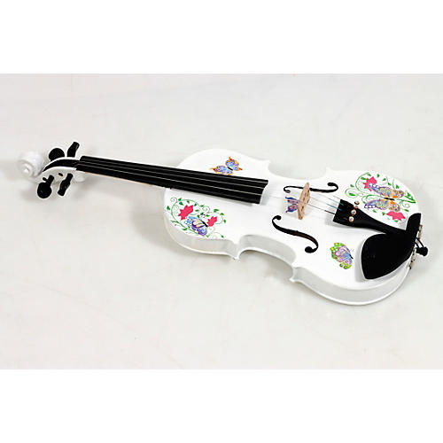 Rozanna's Violins Butterfly Dream White Glitter Series Violin Outfit Condition 3 - Scratch and Dent 4/4 197881156671