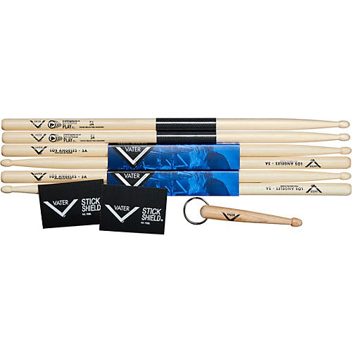 Buy 2 pair 5A Wood and 1 Pair Extended Play 5A wood, get 1 pair Stick Shield and 1 Vater Key Chain
