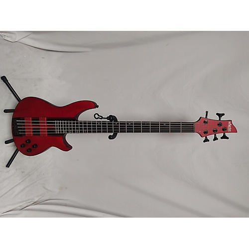 Schecter Guitar Research C-5 Gt Electric Bass Guitar Satin Trans Red with Black Racing Stripe Decal