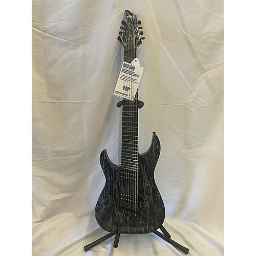Schecter Guitar Research C-8 Silver Mountain Left Handed Solid Body Electric Guitar Black and Silver