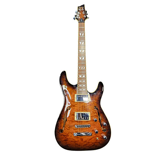 Schecter Guitar Research C1 E/A Hollow Body Electric Guitar Brown Sunburst