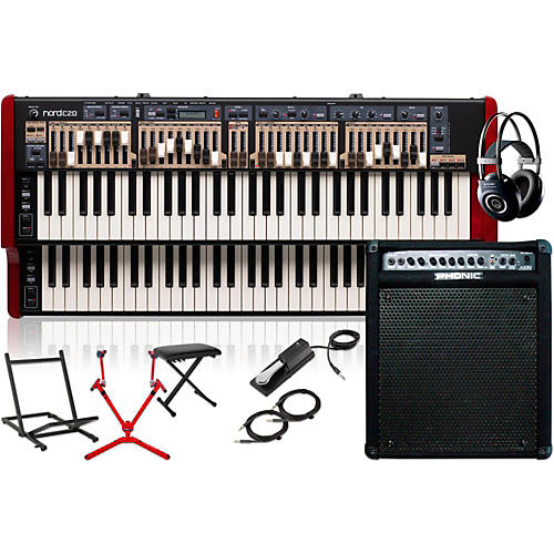 C2D Combo Organ with Keyboard Amplifier, Matching Stand, Headphones, Bench, and Sustain Pedal