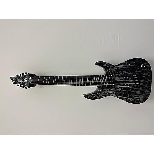 Schecter Guitar Research C8 Silver Mountain Multiscale Solid Body Electric Guitar silver splatter