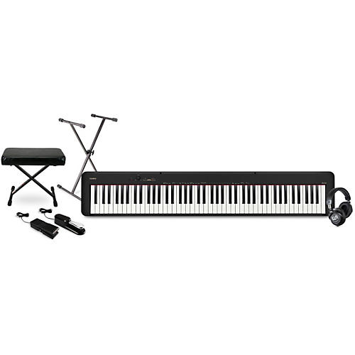 Casio CDP-S110 Compact Digital Piano with Warm Audio WA-CAB Headphone Package (Pedals/Bench/Stand Included) Black