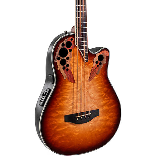 Ovation CEB44X-7C-G Celebrity Elite Mid-Depth Acoustic-Electric Bass Guitar Cognac Burst