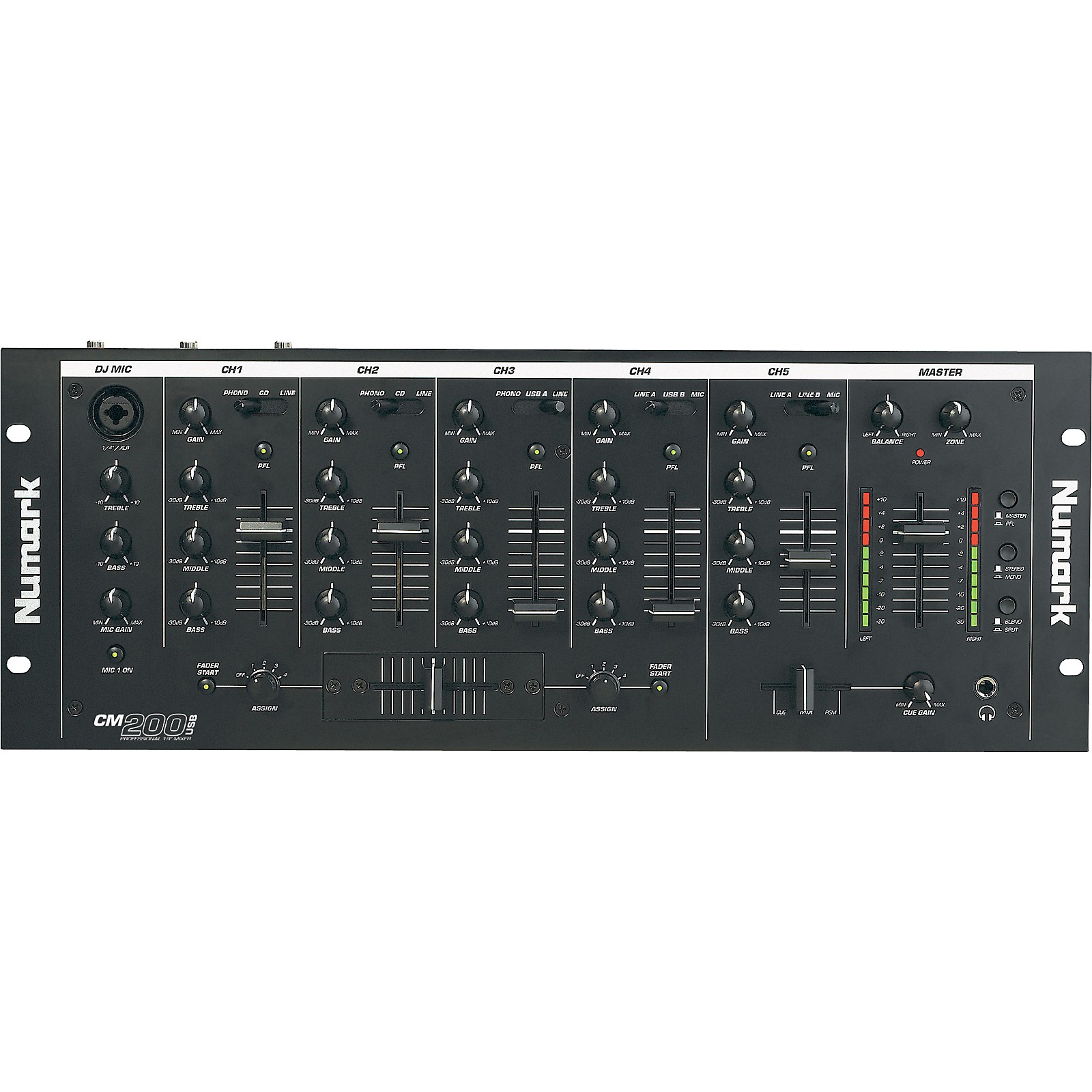 Numark CM200USB 5Channel 19" Rackmount DJ Mixer with USB Musician's