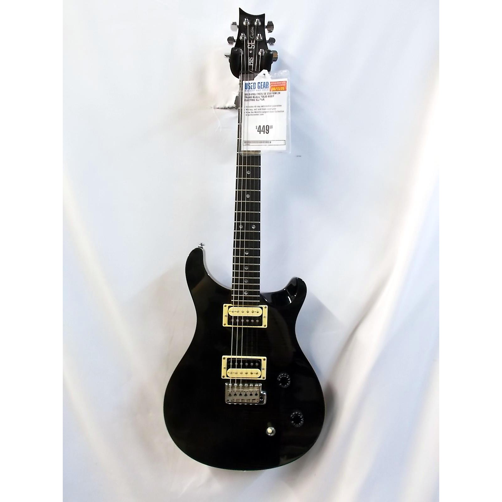 Used PRS CM25 SE Custom 24 Solid Body Electric Guitar Trans Black ...