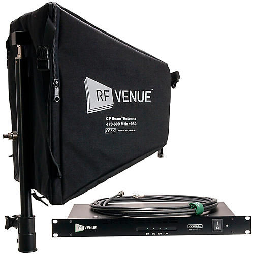 RF Venue COMB4CPB COMBINE4 IEM Transmitter Combiner & CP Beam Antenna with 25' RG8X Coaxial Cable Black