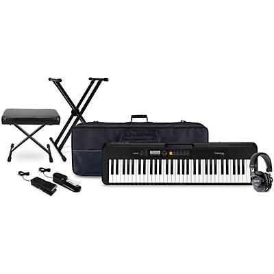 Casio CT-S200 61-key Portable Arranger Keyboard with Tascam TH-200X Studio Headphone Package (Pedals/Bench/Stand/Bag Included)