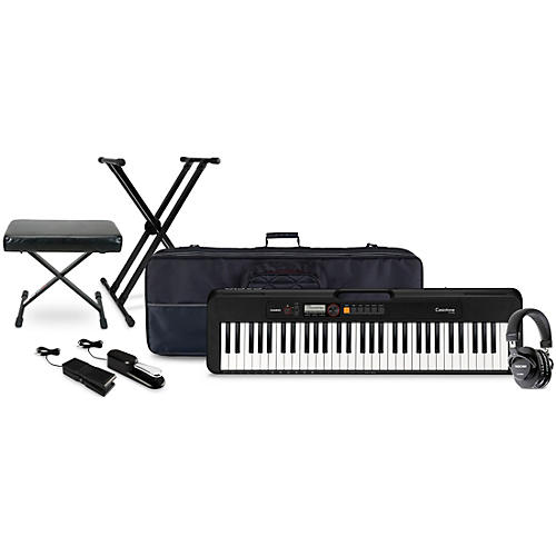 Casio CT-S200 61-key Portable Arranger Keyboard with Tascam TH-200X Studio Headphone Package (Pedals/Bench/Stand/Bag Included) Black