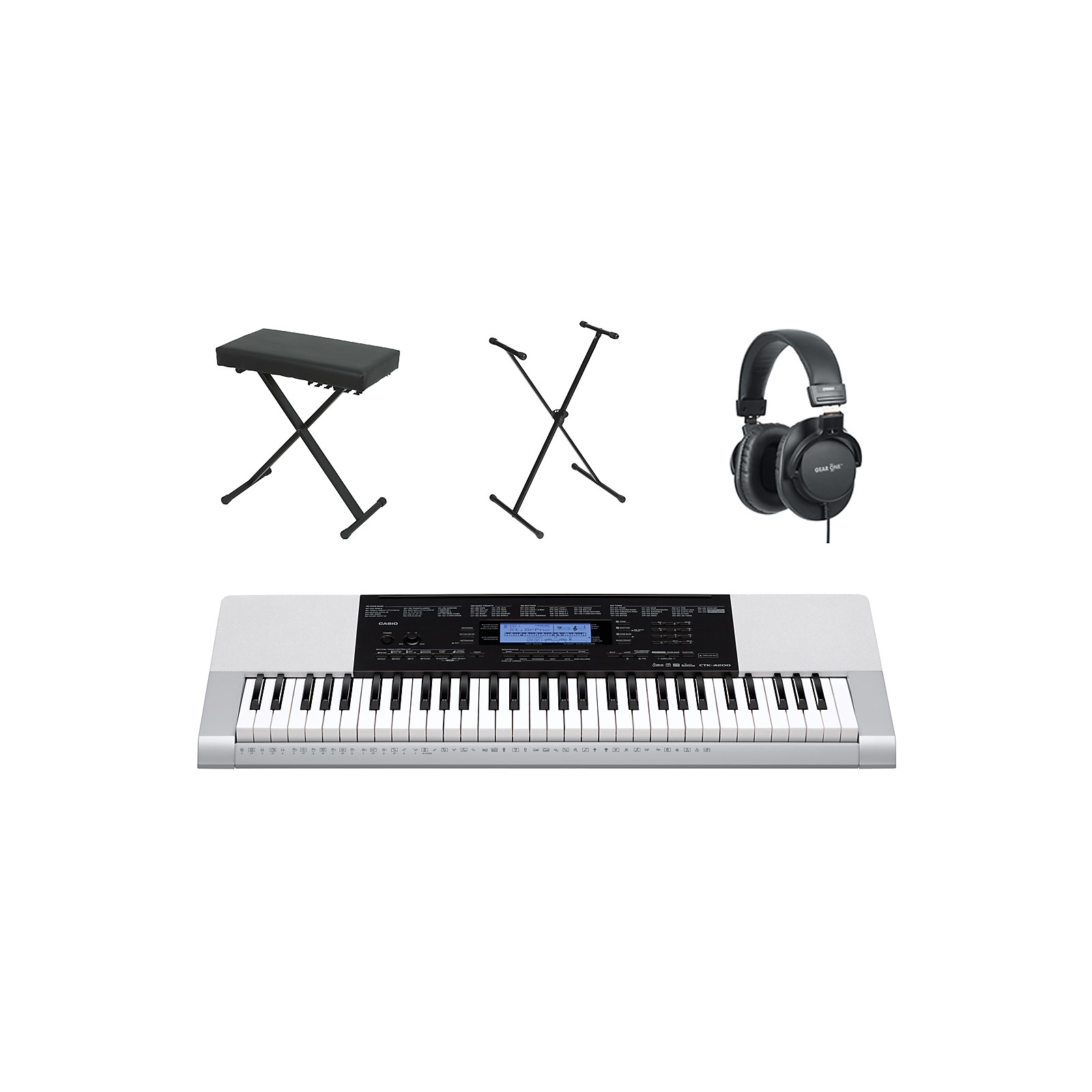 Casio CTK4200 61Key Portable Keyboard with Bench, Stand, & Headphones