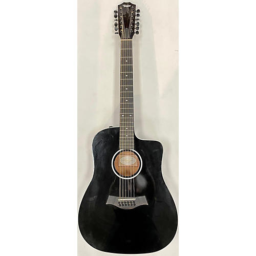 Taylor CUSTOM 250CE DLX 12 String Acoustic Electric Guitar Black