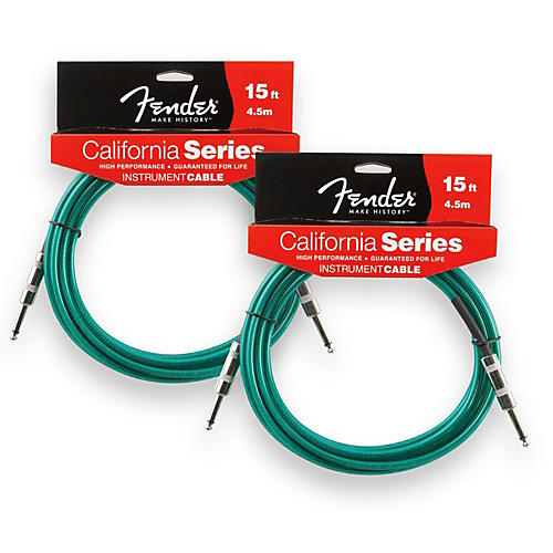 California Instrument Cable Surf Green 15 ft. 2-Pack