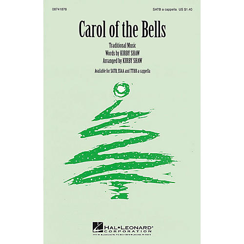 Hal Leonard Carol of the Bells SATB a cappella arranged by Kirby Shaw