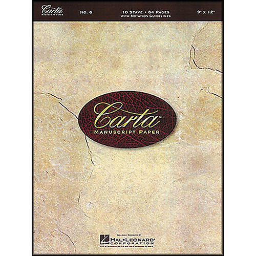 Hal Leonard Carta Manuscript Paper # 6 - Spiralbound, 9X12, 64 Pages, 10 Stave
