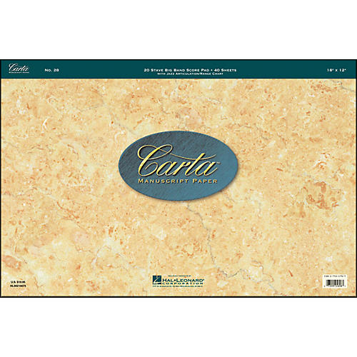 Hal Leonard Carta Scorepad 18X12, 40 Sheet, 20 Stave, Big Band Carta Manuscript