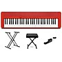 Casio Casiotone CT-S1 61-Key Portable Keyboard Essentials Bundle - Red