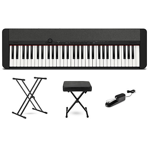Casio Casiotone CT-S1 61-Key Portable Keyboard Essentials Bundle Black