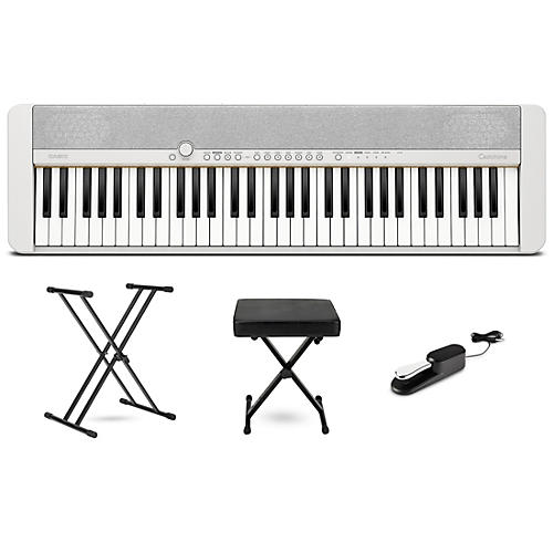 Casio Casiotone CT-S1 61-Key Portable Keyboard Essentials Bundle White