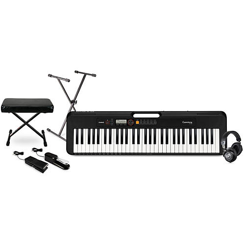 Casio Casiotone CT-S200 61-key Portable Arranger Keyboard with Warm Audio WA-CAB Headphone Package (Pedals/Bench/Stand Included)