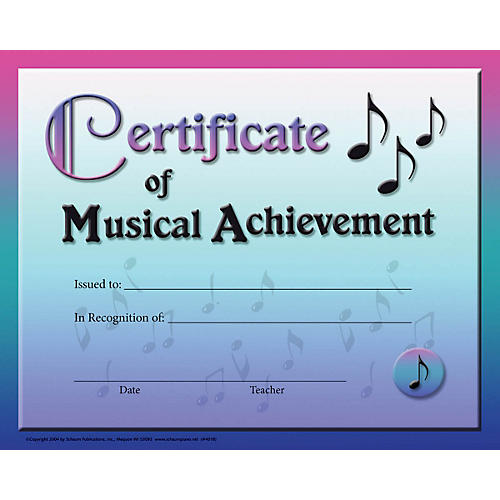 Schaum Certificate of Musical Achievement Educational Piano Series Softcover