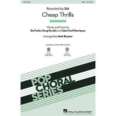 Hal Leonard Cheap Thrills SAB by Sia arranged by Mark Brymer