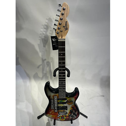 Woodrow Guitars Chicago Blackhawks Solid Body Electric Guitar Black
