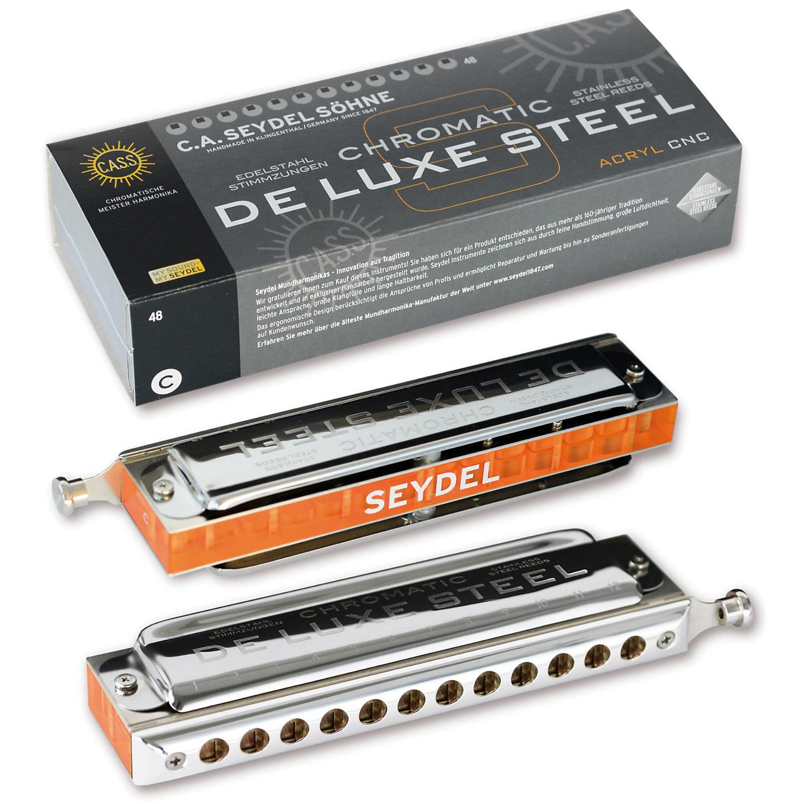 SEYDEL Chromatic DeLuxe Steel Solo Harmonica D Musician's Friend