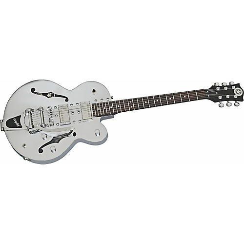 Chrome Archtop Guitar with Bigsby Vibrato Tailpiece.
