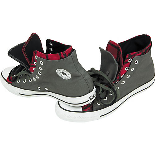 Lil interval vælge Converse Chuck Taylor Scribble Plaid Double Upper Hi Top Sneakers Charcoal  7 | Musician's Friend