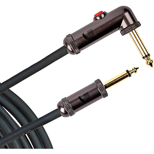 D'Addario Circuit Breaker Instrument Cable With Latching Cut-Off Switch, Right Angle Plug 10 ft. Black