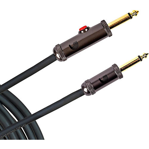 D'Addario Circuit Breaker Instrument Cable With Latching Cut-Off Switch, Straight Plug 15 ft. Black