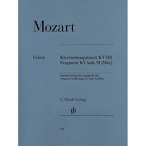 G. Henle Verlag Clarinet Quintet A Major K581 and Fragment K.Anh. 91 (516c) Henle Music Folios by Mozart
