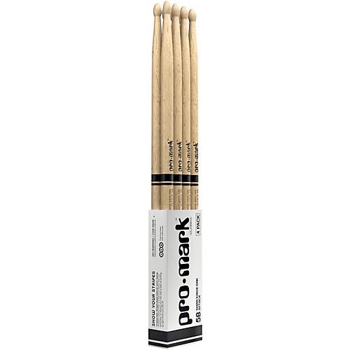 Promark Classic Attack Shira Kashi Oak Oval Wood Tip Drum Sticks 4-Pack 5B Wood