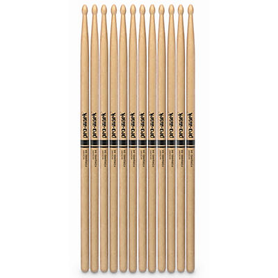 Promark Classic Forward Hickory Drum Sticks - 5A Wood Tip, 12-Pack