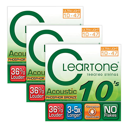 Cleartone Coated Ultra Light Acoustic Guitar Strings Buy Two Get One Free