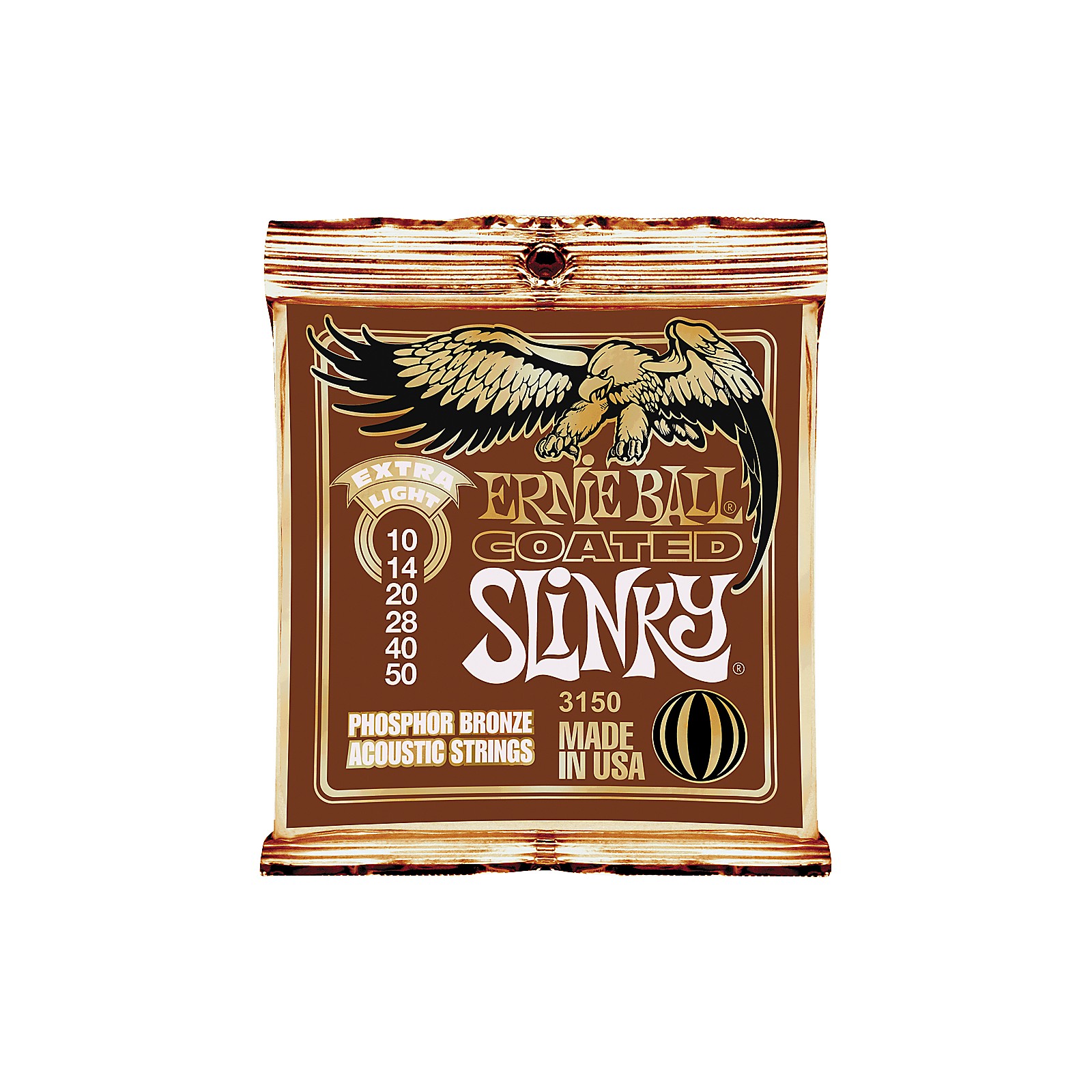 Ernie Ball Coated Slinky Phosphor Bronze Acoustic Strings Extra Light