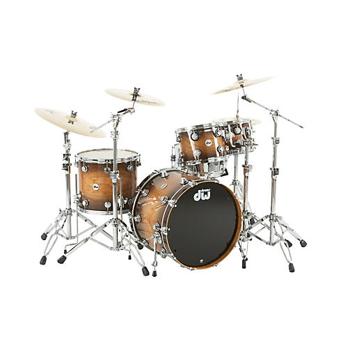 DW Collector's Cherry Lacquer Specialty 4-Piece Shell Pack All Cherry Natural to Candy Black Burst Chrome Hardware