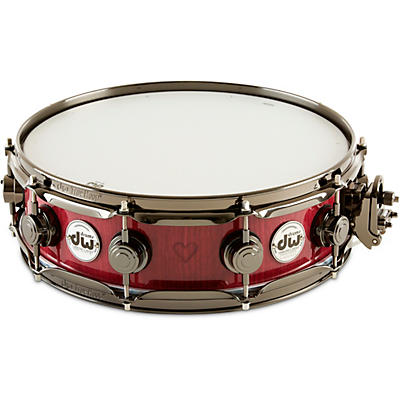 DW Collector's Exotic Purpleheart With Heart Graphic Snare Drum, Black Nickel Hardware