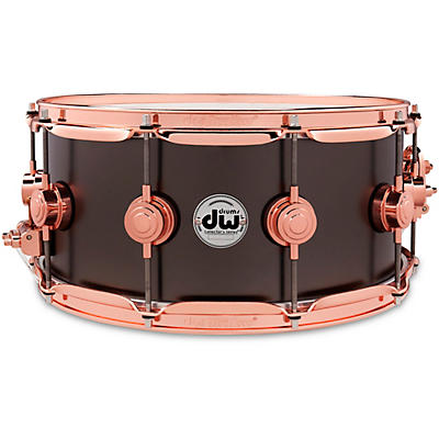 DW Collector's Series 14x6.5" Satin Black Over Brass Snare Drum With Copper Hardware