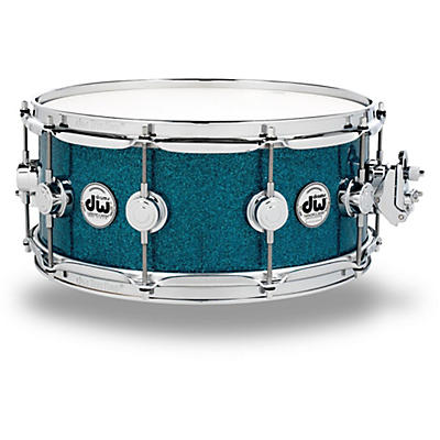 DW Collector's Series FinishPly Teal Glass Snare Drum With Chrome Hardware