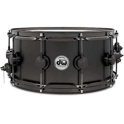 DW Collector's Series Satin Black Over Brass Snare Drum With Black Nickel Hardware