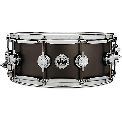 DW Collector's Series Satin Black Over Brass Snare Drum With Chrome Hardware 14 x 5.5 in.