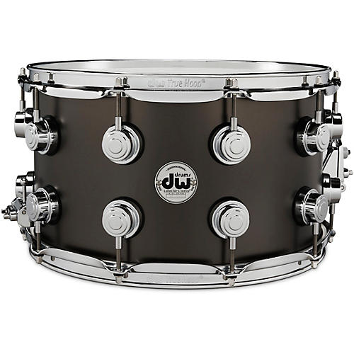 DW Collector's Series Satin Black Over Brass Snare Drum With Chrome Hardware 14 x 8 in.