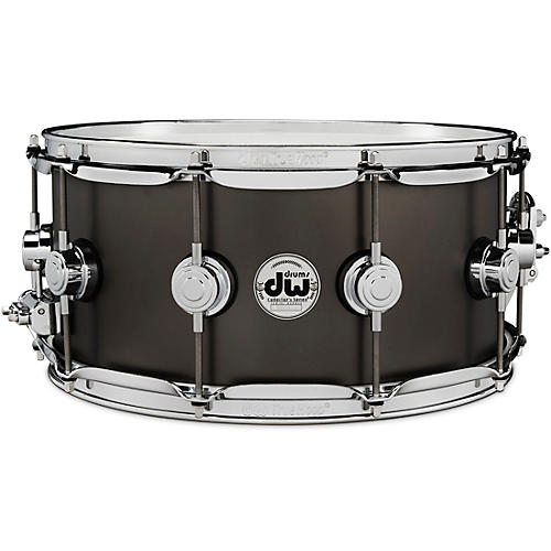 DW Collector's Series Satin Black Over Brass Snare Drum with Chrome Hardware 14 x 6.5 in.