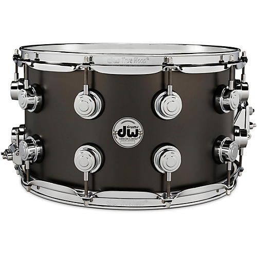 DW Collector's Series Satin Black Over Brass Snare Drum with Chrome Hardware 14 x 8 in.