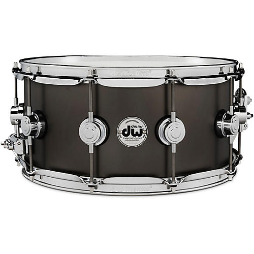 DW Collector's Series Satin Black Over Brass Snare Drum With Chrome Hardware Condition 1 - Mint 14 x 6.5 in.