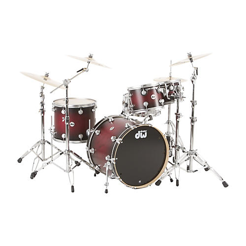 DW Collector's Series Satin Specialty 4-Piece Shell Pack Twisted Cherry to Black Burst Satin Chrome Hardware