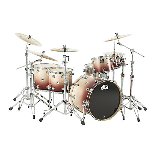 DW Collector's Series Satin Specialty 5-Piece Shell Pack Natural to Ox Blood Red Fade Chrome Hardware